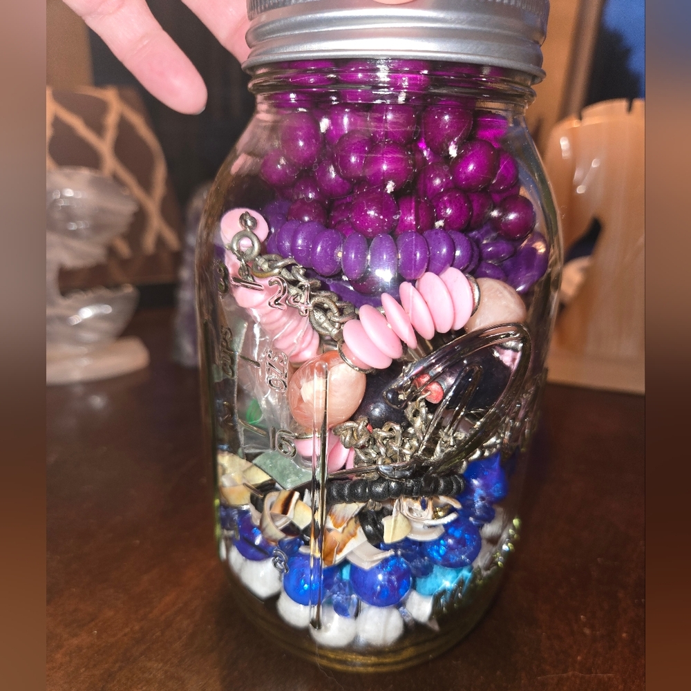 Colorful Beaded Mystery Jewelry Jar